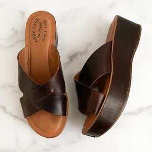 Kork Ease Dark Brown Leather Sandals Size 8